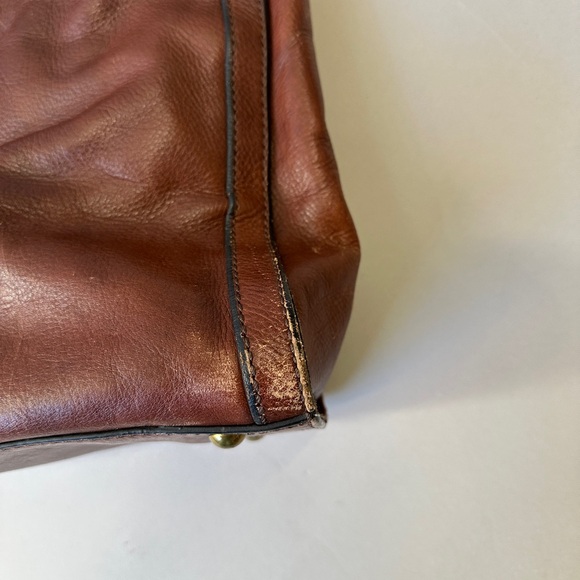 Fossil large leather weekender tote bag dark brown - Picture 7 of 12